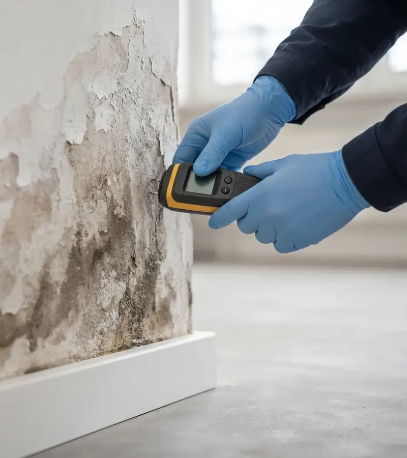 Muro con umidità di risalita e distacco dell'intonaco a Savona